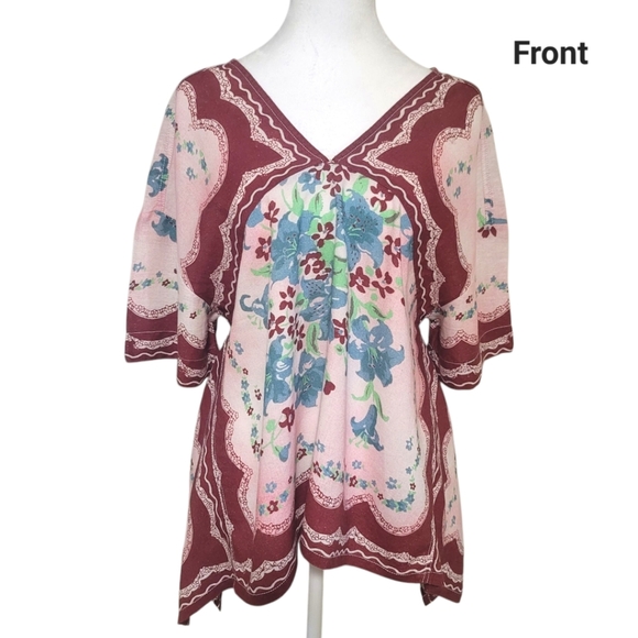We The Free Boho Chic Washed In Flowers Top, Ivory Combo, XS, NWOT - Picture 4 of 7